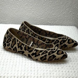 Skechers Cleo Ballet Flats Knit Stretch Animal Leopard Print Women’s Size 5 1/2